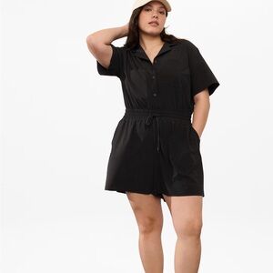 Athleta Black Button-Up Romper